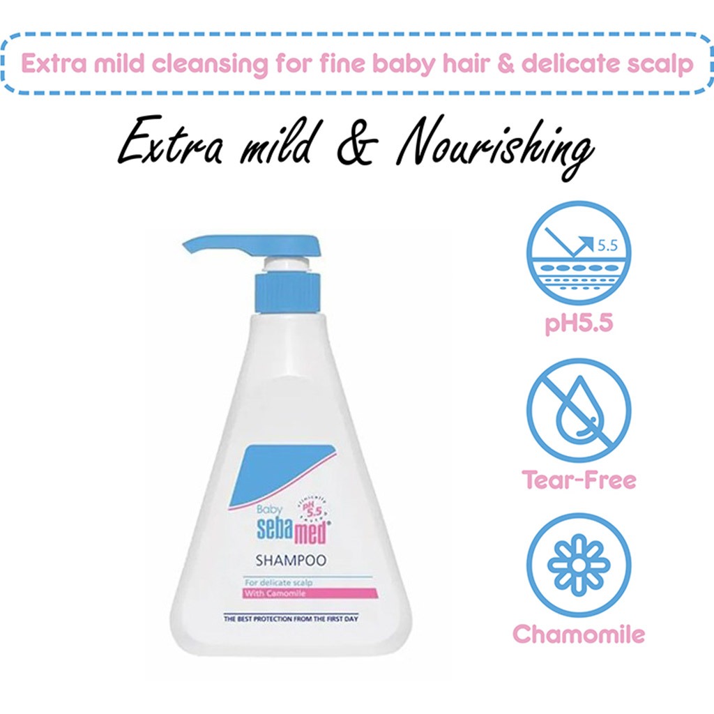 Sebamed Extra Mild Baby Shampoo 500 mL + Wet Wipes 72's Pack 4's + Baby Gentle Wash 400 mL Bundle Pack