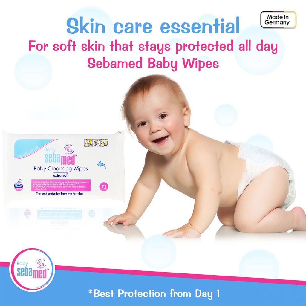 Sebamed Extra Mild Baby Shampoo 500 mL + Wet Wipes 72's Pack 4's + Baby Gentle Wash 400 mL Bundle Pack