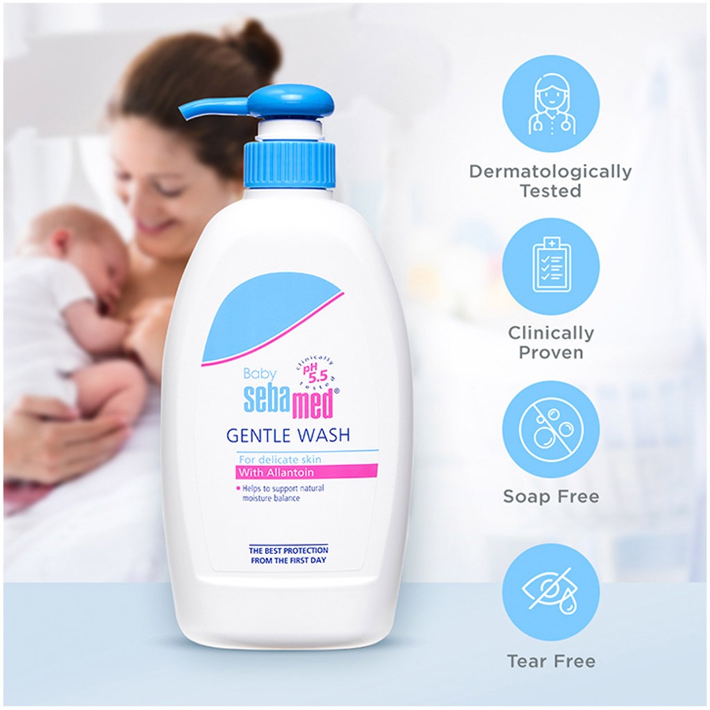 Sebamed Extra Mild Baby Shampoo 500 mL + Wet Wipes 72's Pack 4's + Baby Gentle Wash 400 mL Bundle Pack