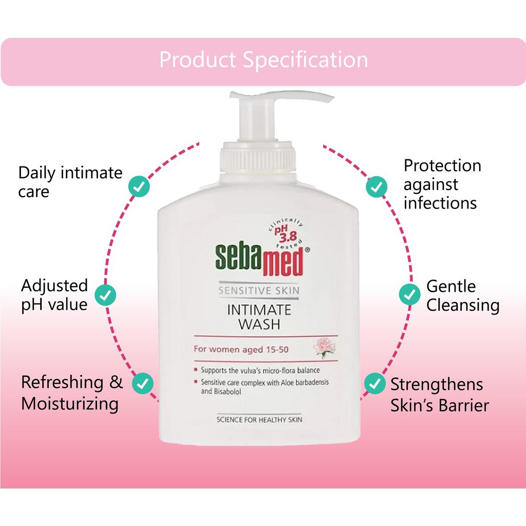 Sebamed Feminine Intimate Wash For sensitive skin PH 3.8 200 mL 2's