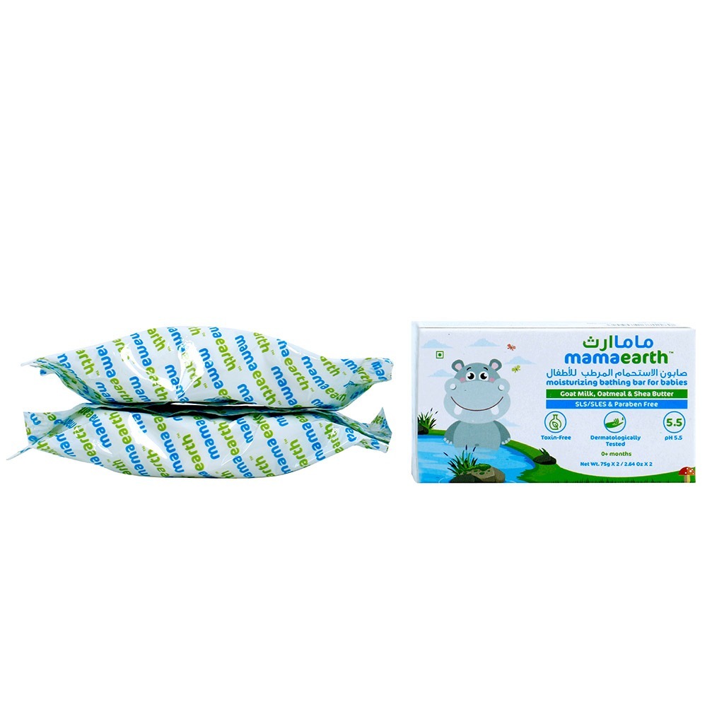 Mamaearth Moisturizing Bathing Bar For Babies With Goat milk, Oatmeal And Shea Butter 75 g 2's