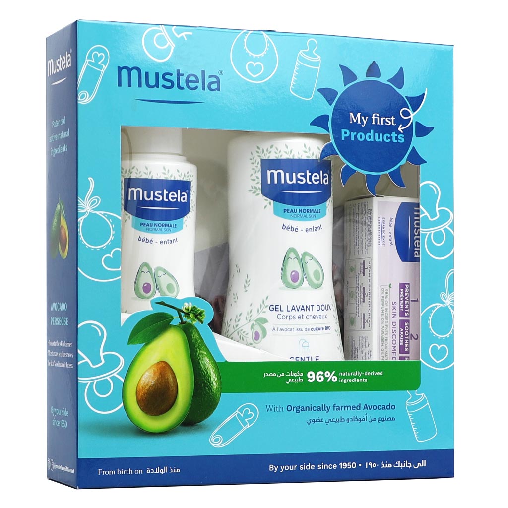 Mustela Baby First Gift Set: Gentle Cleansing Gel + Hydra Bebe Body Lotion + Nappy Cream