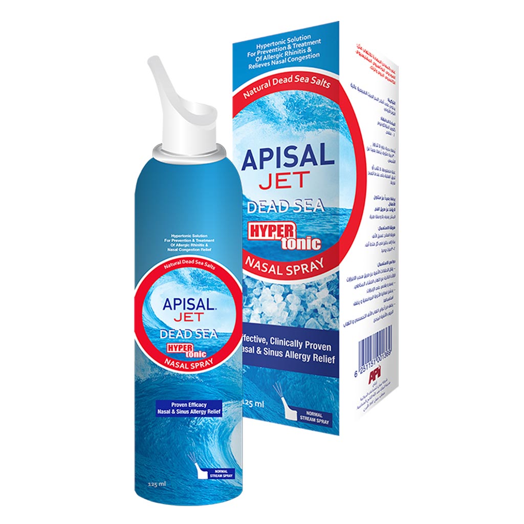 Apisal Jet Dead Sea Hypertonic Nasal Spray For Nasal & Sinus Allergy Relief 125ml