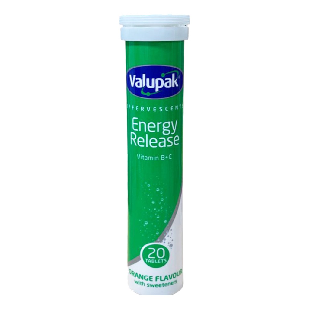 Valupak Energy Release Vitamin B & Vitamin C Effervescent Tablets, Pack of 20's