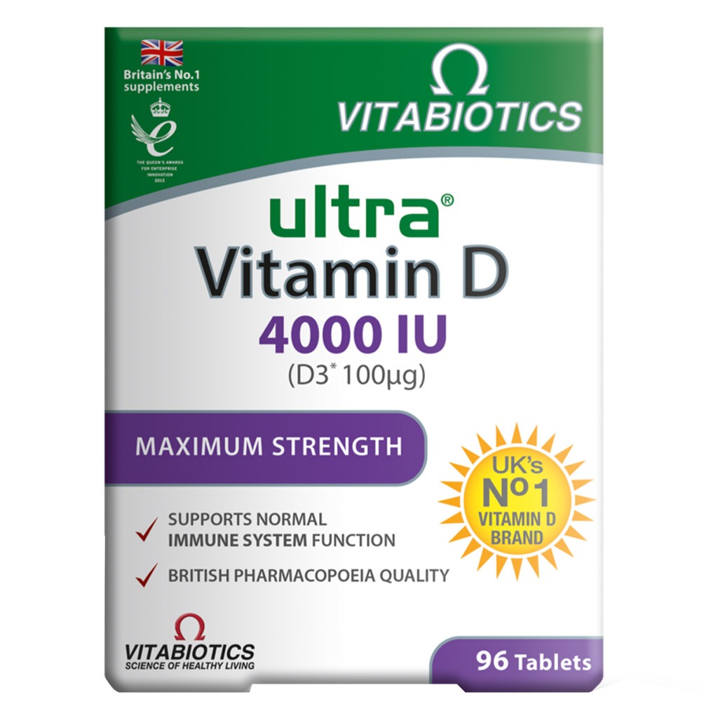 Vitabiotics Ultra Vitamin D3 4000IU Maximum Strength Tablets For Healthy Immune System, Pack of 96's