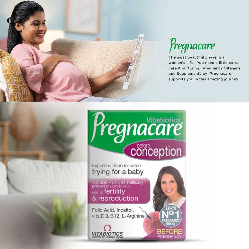 Vitabiotics Pregnacare Before Conception Prenatal Tablets With Folic Acid For Normal Fertility And Reproduction, Pack of 30's