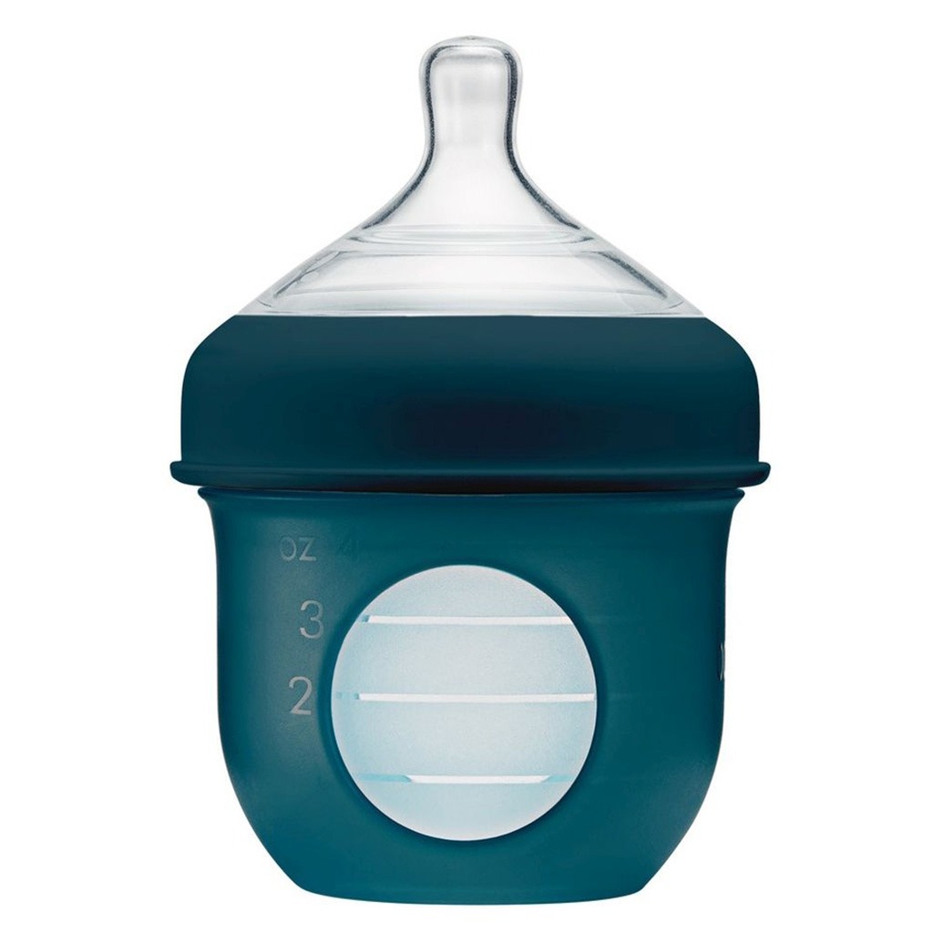 Boon Nursh Slow Flow Rate Baby Feeding Bottle 4 oz. For 0+ Months Baby, Monochrome, Pack of 3's