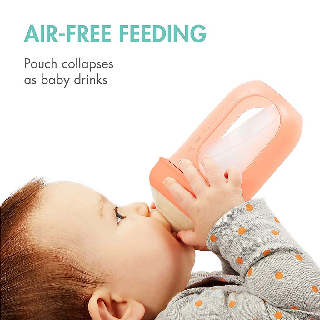 Boon Nursh Slow Flow Rate Baby Feeding Bottle 4 oz. For 0+ Months Baby, Monochrome, Pack of 3's