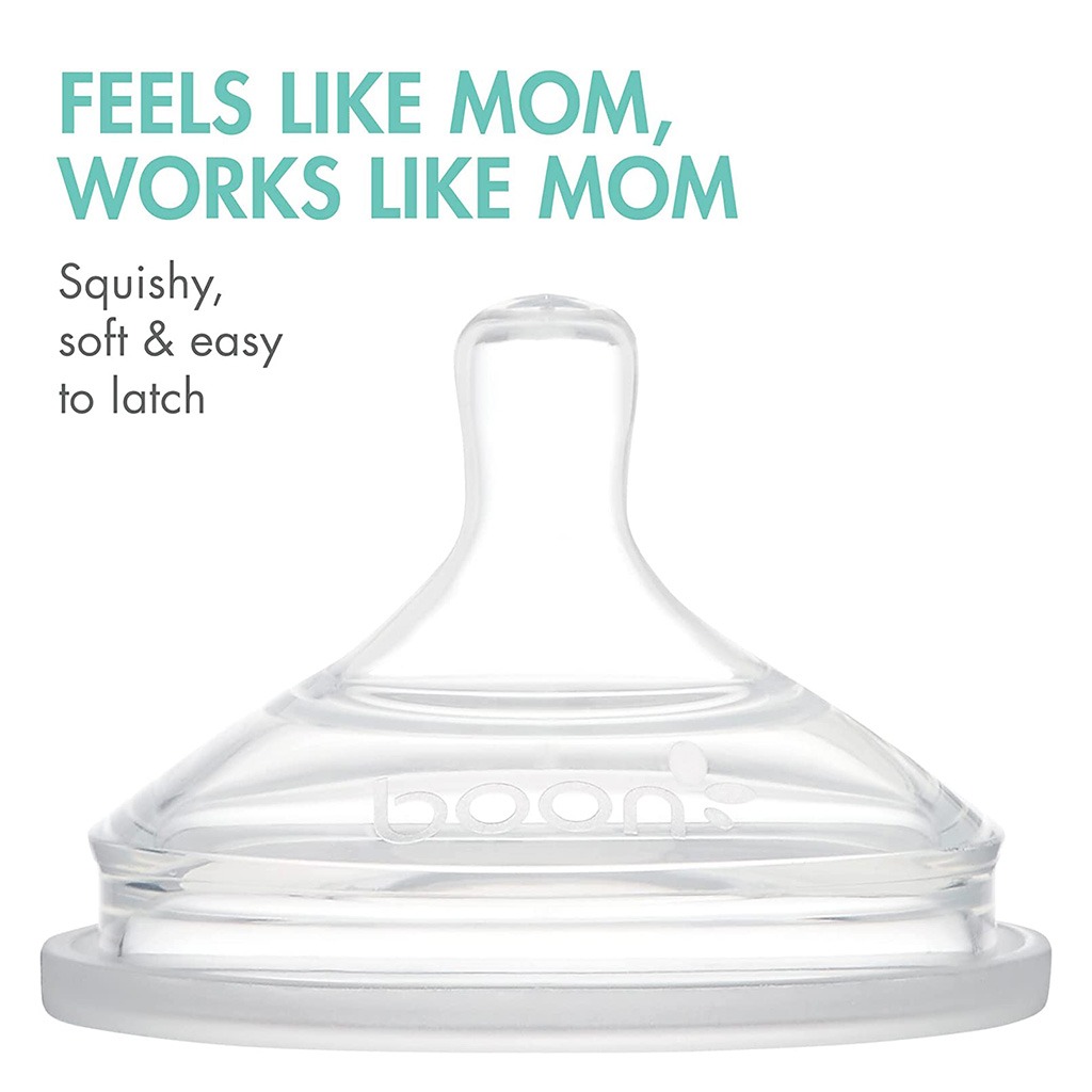 Boon Nursh Slow Flow Rate Baby Feeding Bottle 4 oz. For 0+ Months Baby, Monochrome, Pack of 3's