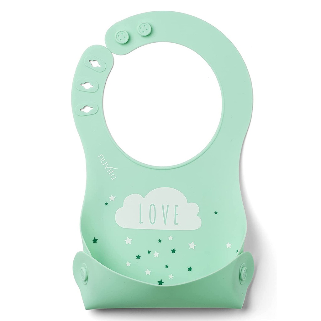 Nuvita Squishy Silicone Roll Up Bib For Baby - Pink/Green, Pack of 2's