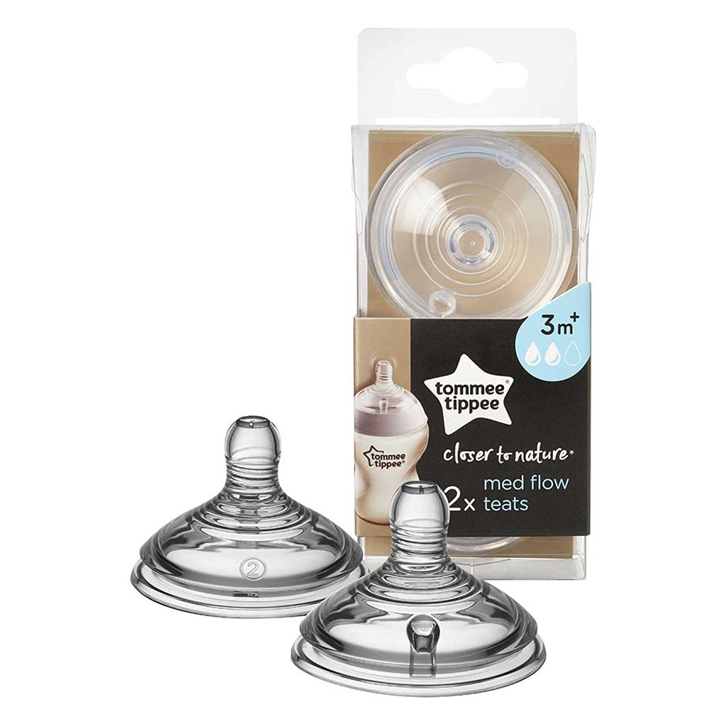 Tommee Tippee Closer To Nature Medium Flow Anti-Colic Bottle Teats-2 Pieces