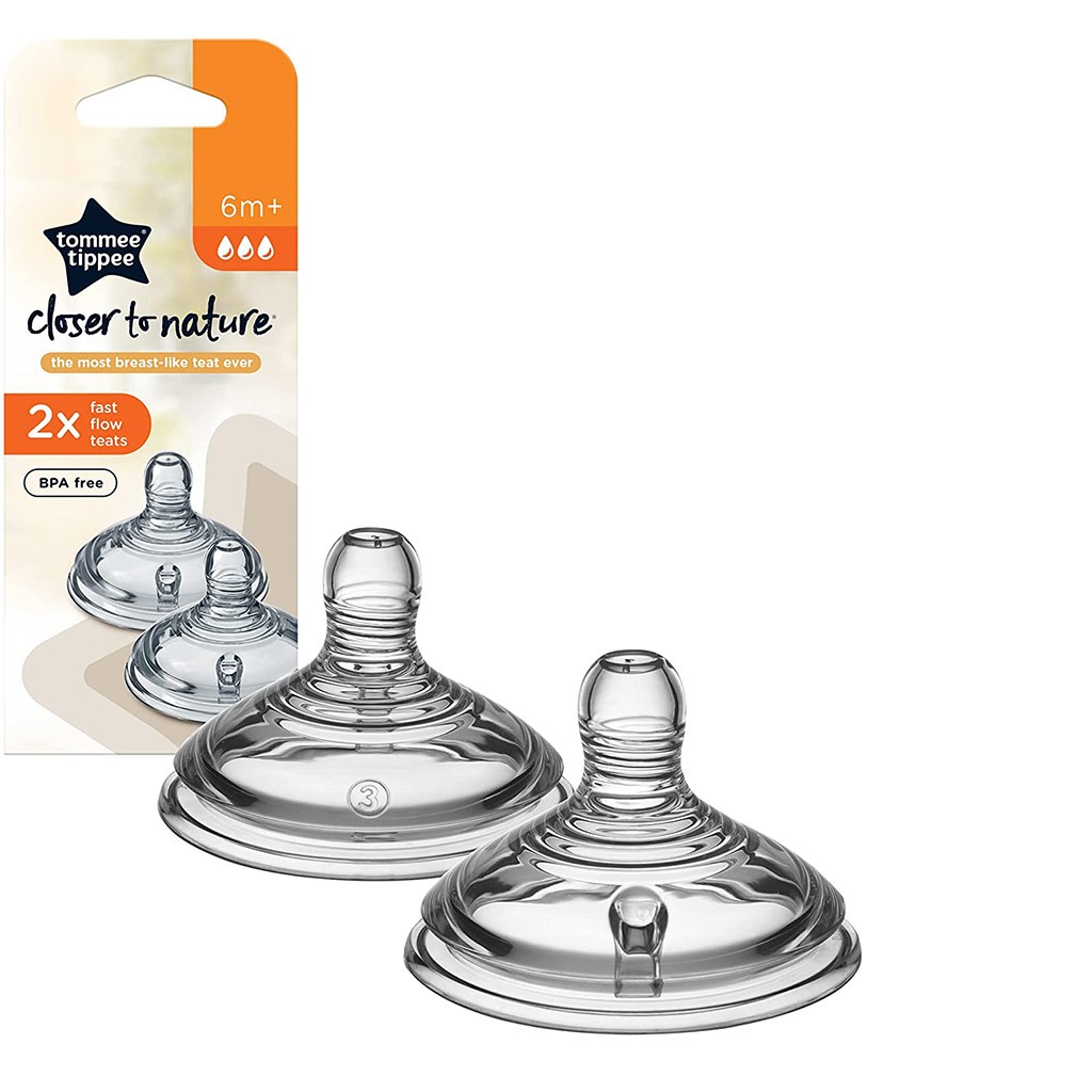 Tommee Tippee Closer To Nature Fast Flow Anti-Colic Bottle Teats-2 Pieces