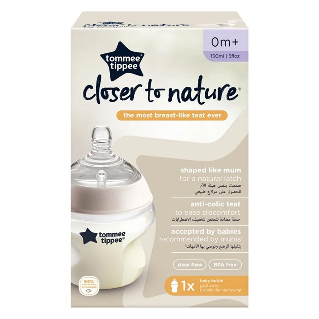 Tommee Tippee Closer To Nature Baby Feeding Bottle For 0 Months+ Babies 150ml