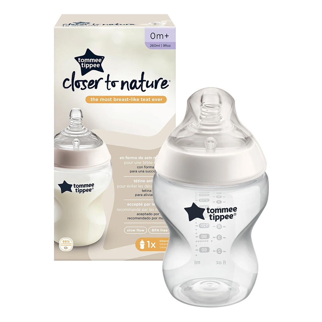 Tommee Tippee Closer To Nature Baby Feeding Bottle For 0 Months+ Babies 260ml