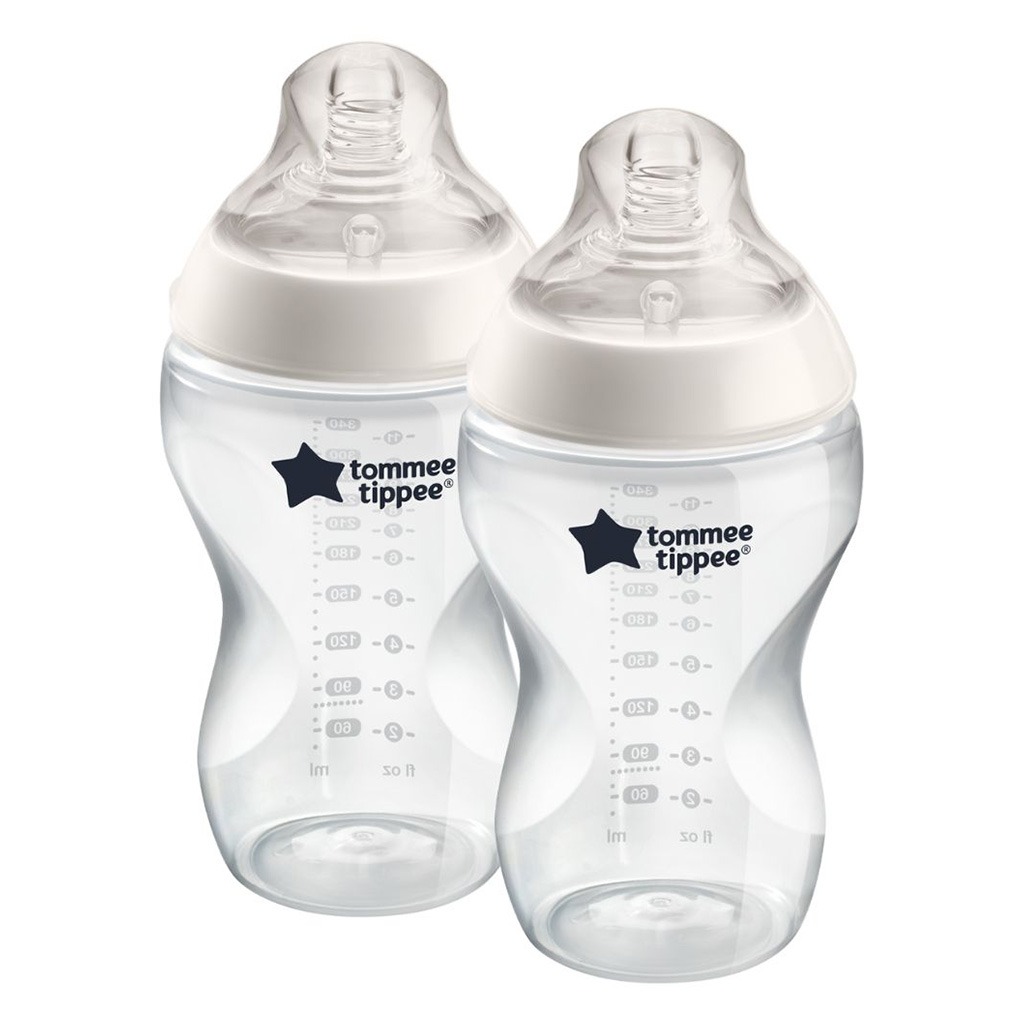 Tommee Tippee Closer To Nature Feeding Bottle Clear 340ml-Pack Of 2