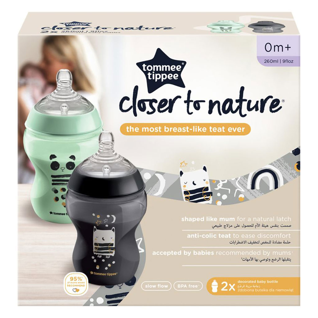 Tommee Tippee Closer To Nature Feeding Bottle Olie For 0 Months+ Baby 260ml, Pack of 2's