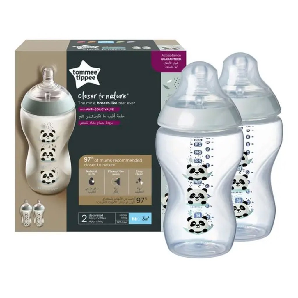 Tommee Tippee Closer To Nature Feeding Bottle Girl 340ml-Pack Of 2