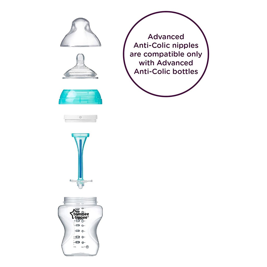 Tommee Tippee Advanced Anti-Colic Medium Flow Teats For 3 Months+ Babies-Pack Of 2