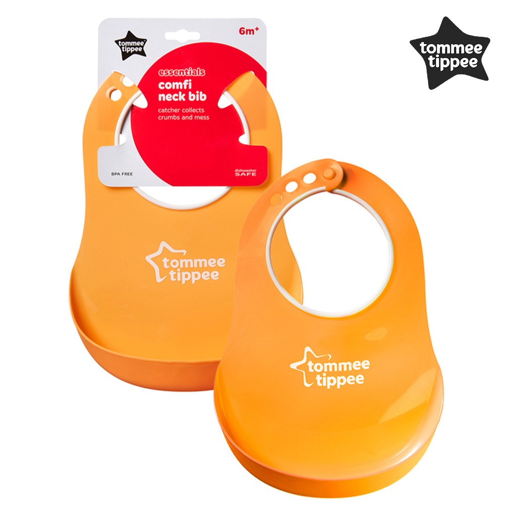 Tommee Tippee Essentials Basics Comfi Neck Bib Orange For 6 Months+ Babies