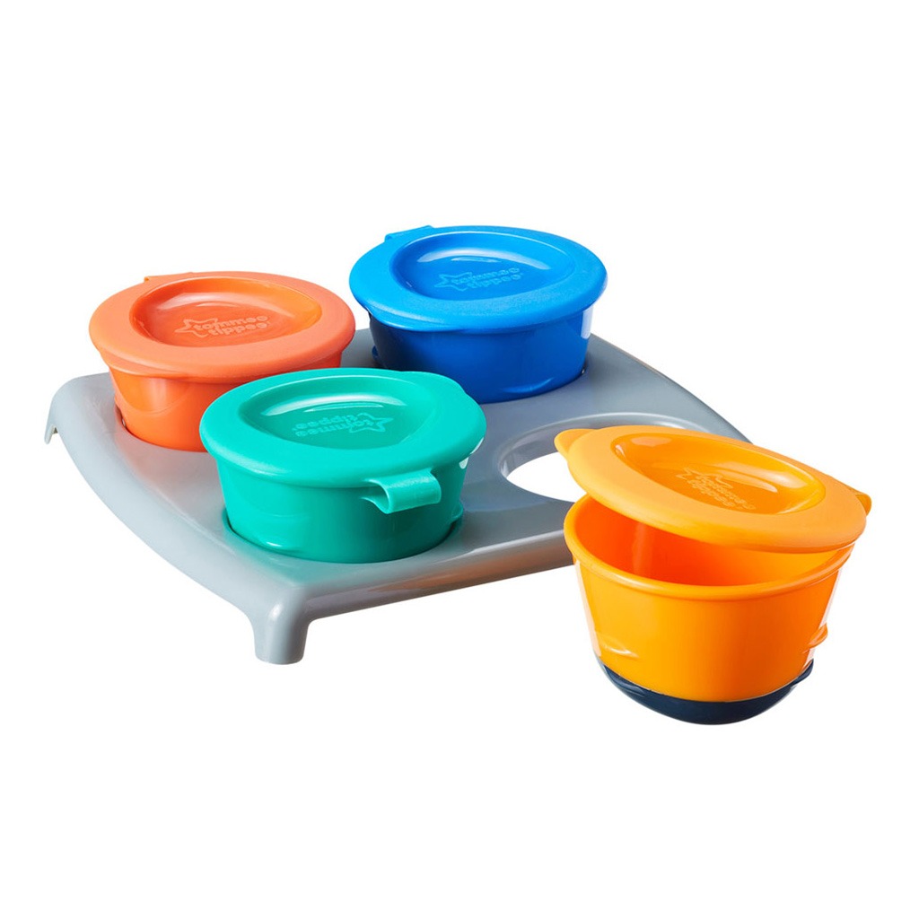 Tommee Tippee Pop Ups Freezer Pots & Tray Multicolor For 4 Months+ babies-Pack of 4