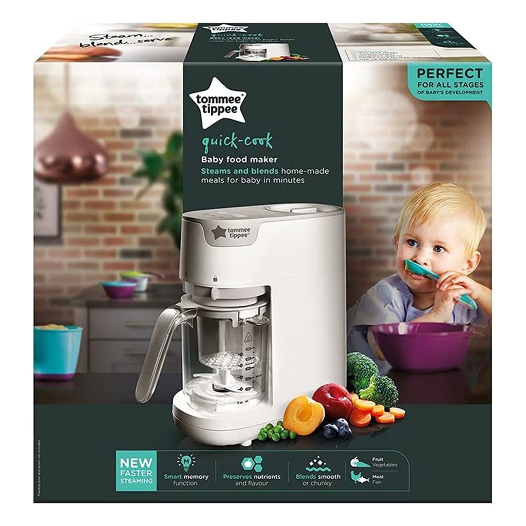 Tommee Tippee Quick Cook Baby Food Maker Steamer Blender-White