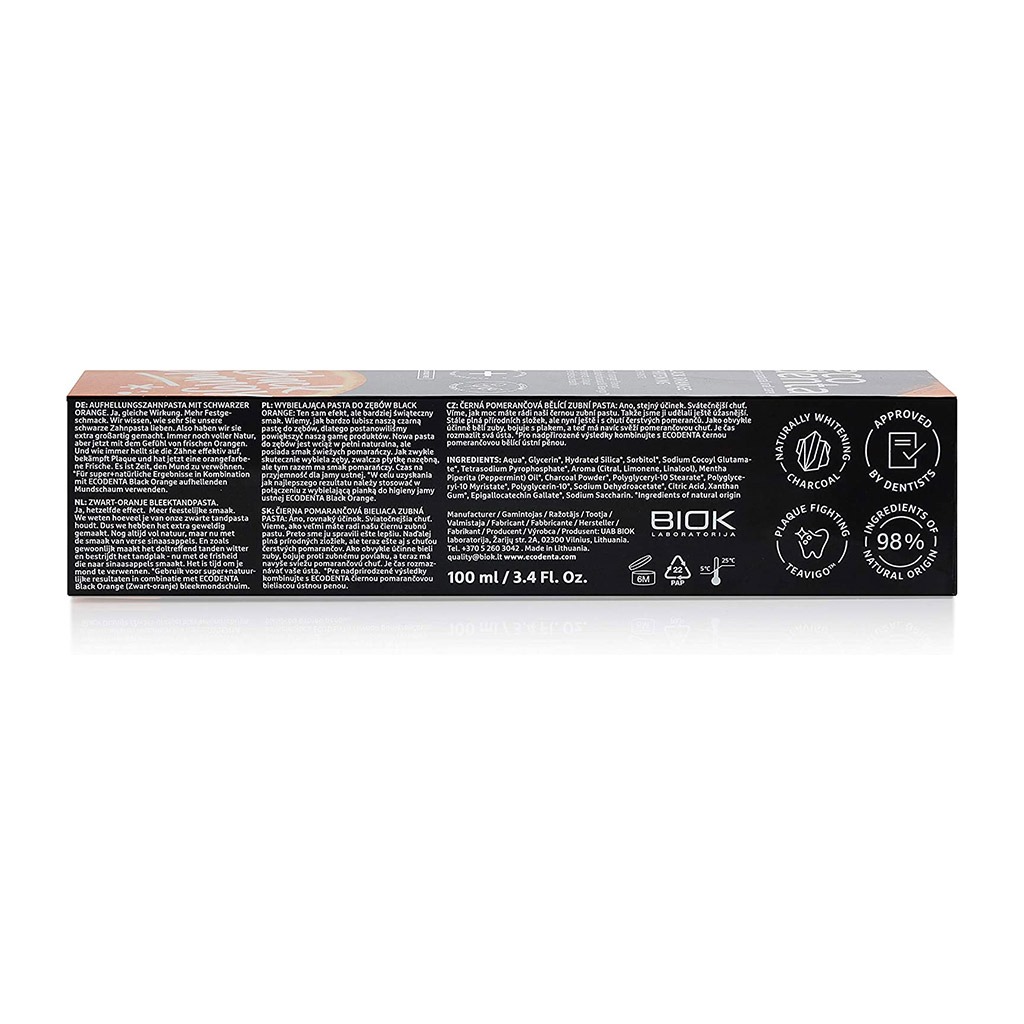 Ecodenta Fluoride Free Black Orange Whitening Toothpaste 100ml