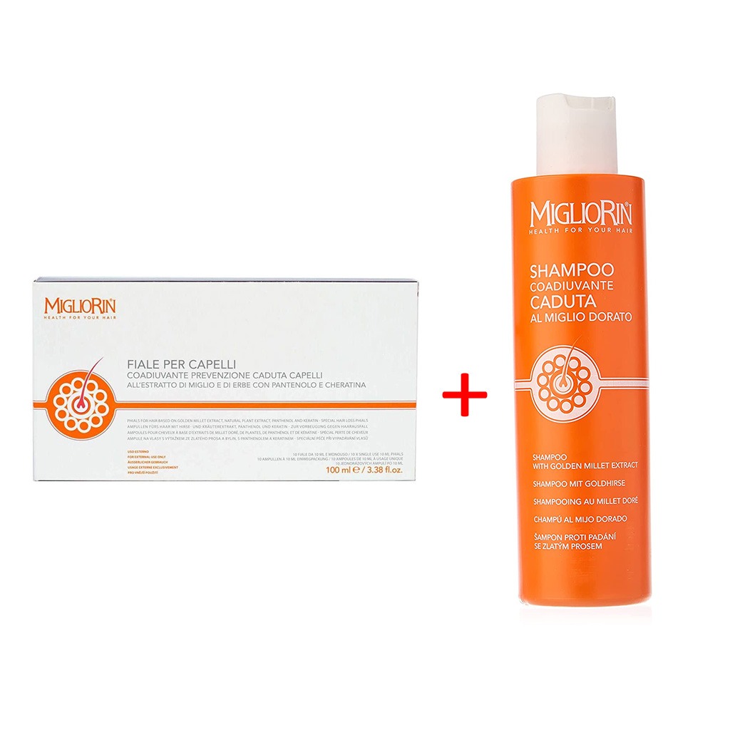 Migliorin Anti-Hair loss Phials 10ml 10's + Hair Loss Shampoo 200ml Anti-Hair Loss PROMO PACK 