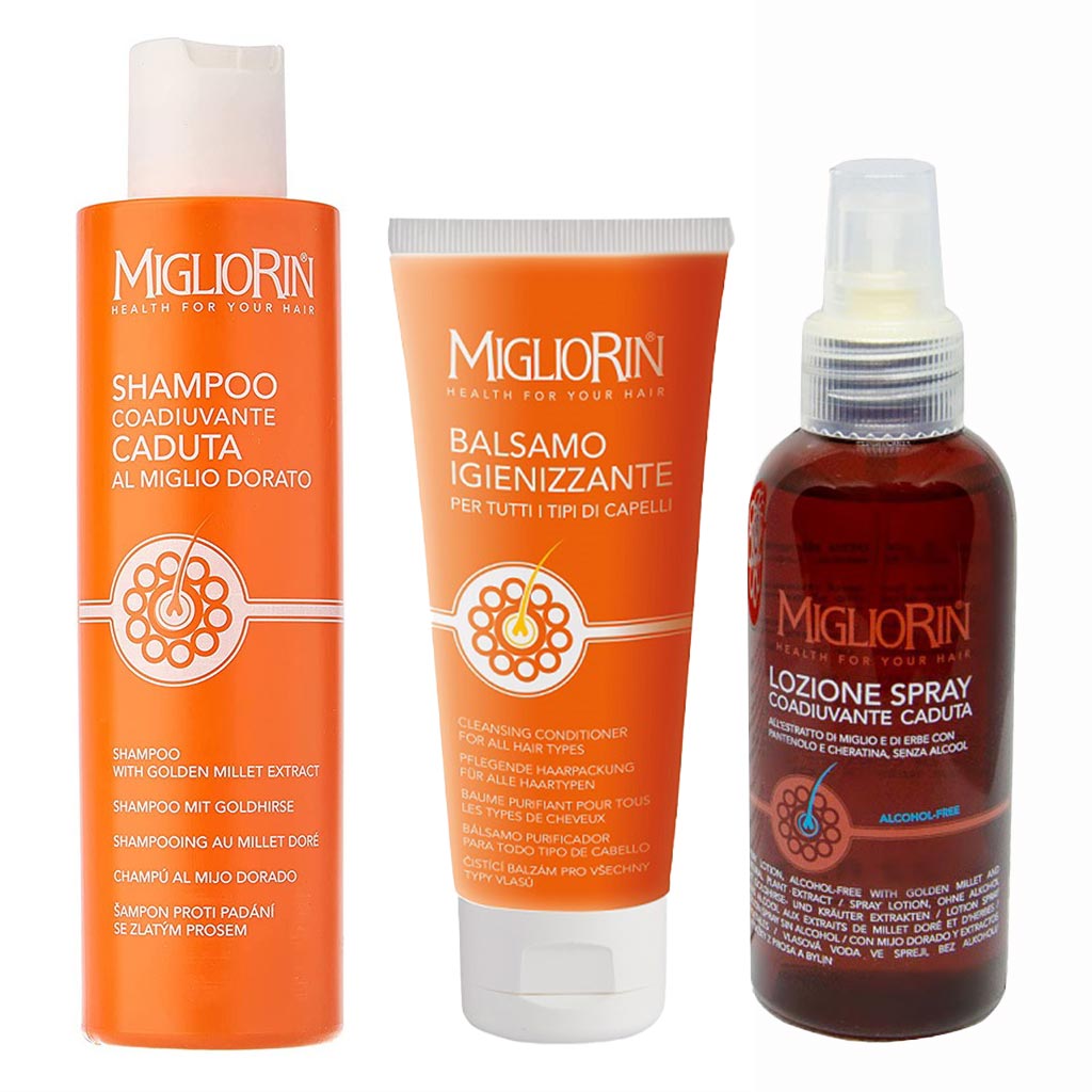 Migliorin Alcohol Free Spray 125ml + Shampoo 200ml + Cleansing Conditioner 100ml, Hair Loss Prevention PROMO PACK