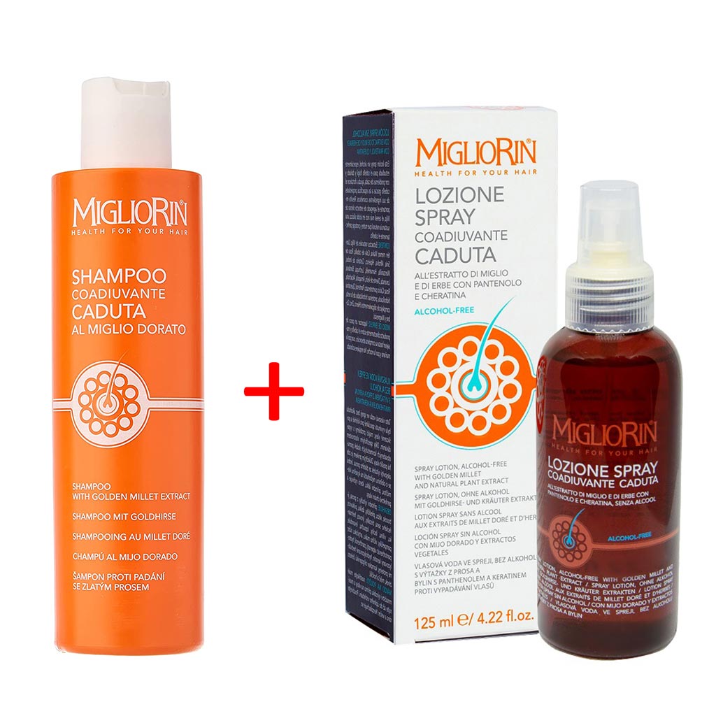 Migliorin Hair Loss Shampoo 200ml + Alcohol Free Anti hair loss Spray 125ml Anti-Hair Loss PROMO PACK