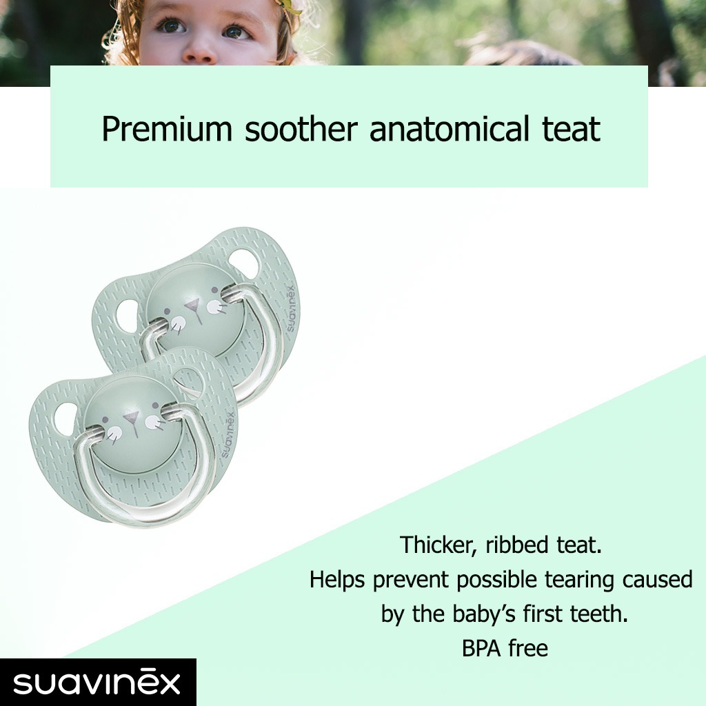 Suavinex Evolution Anatomical Soother Green Whiskers 0-6 Months