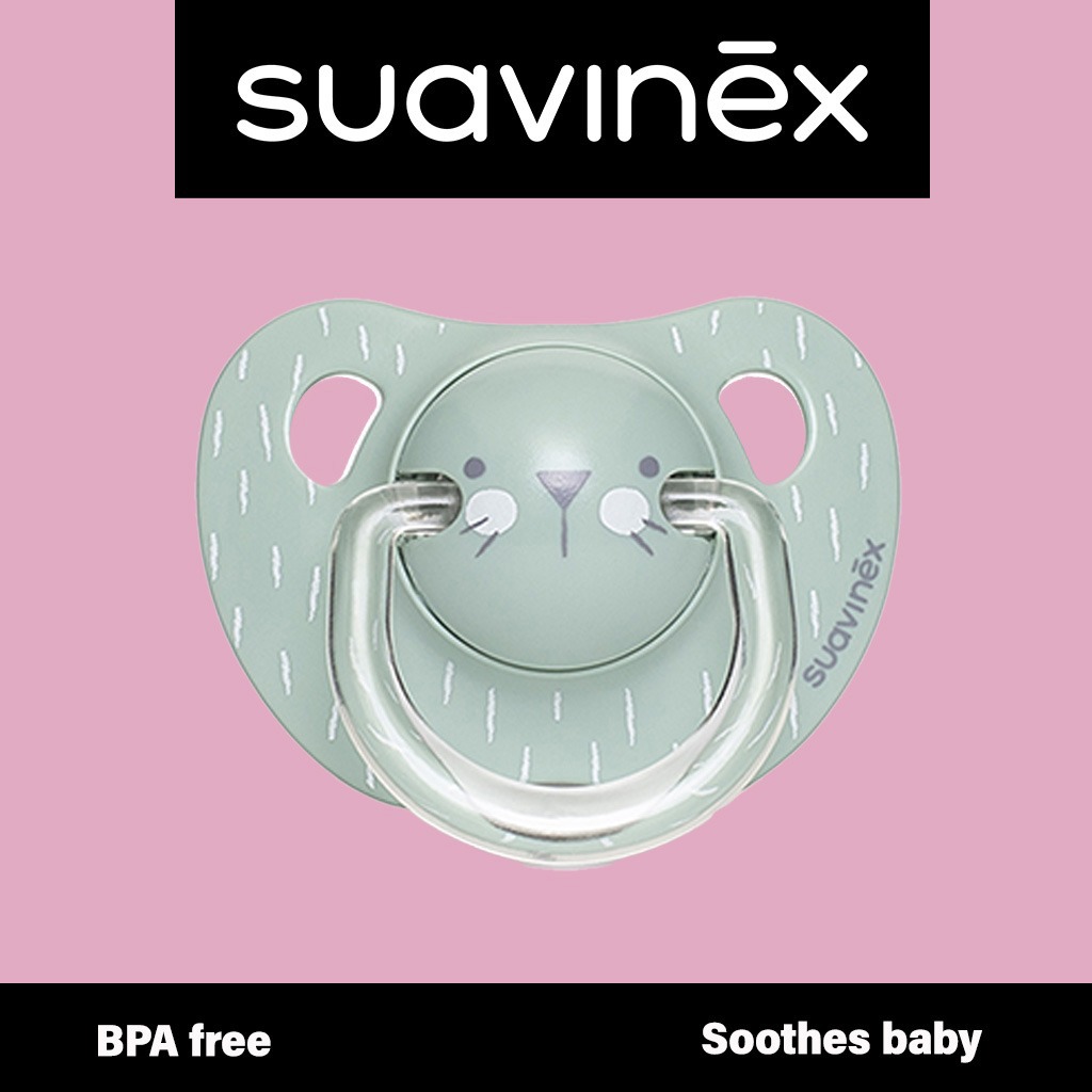 Suavinex Evolution Anatomical Soother For 6-18 Months Baby, Whiskers - Green 