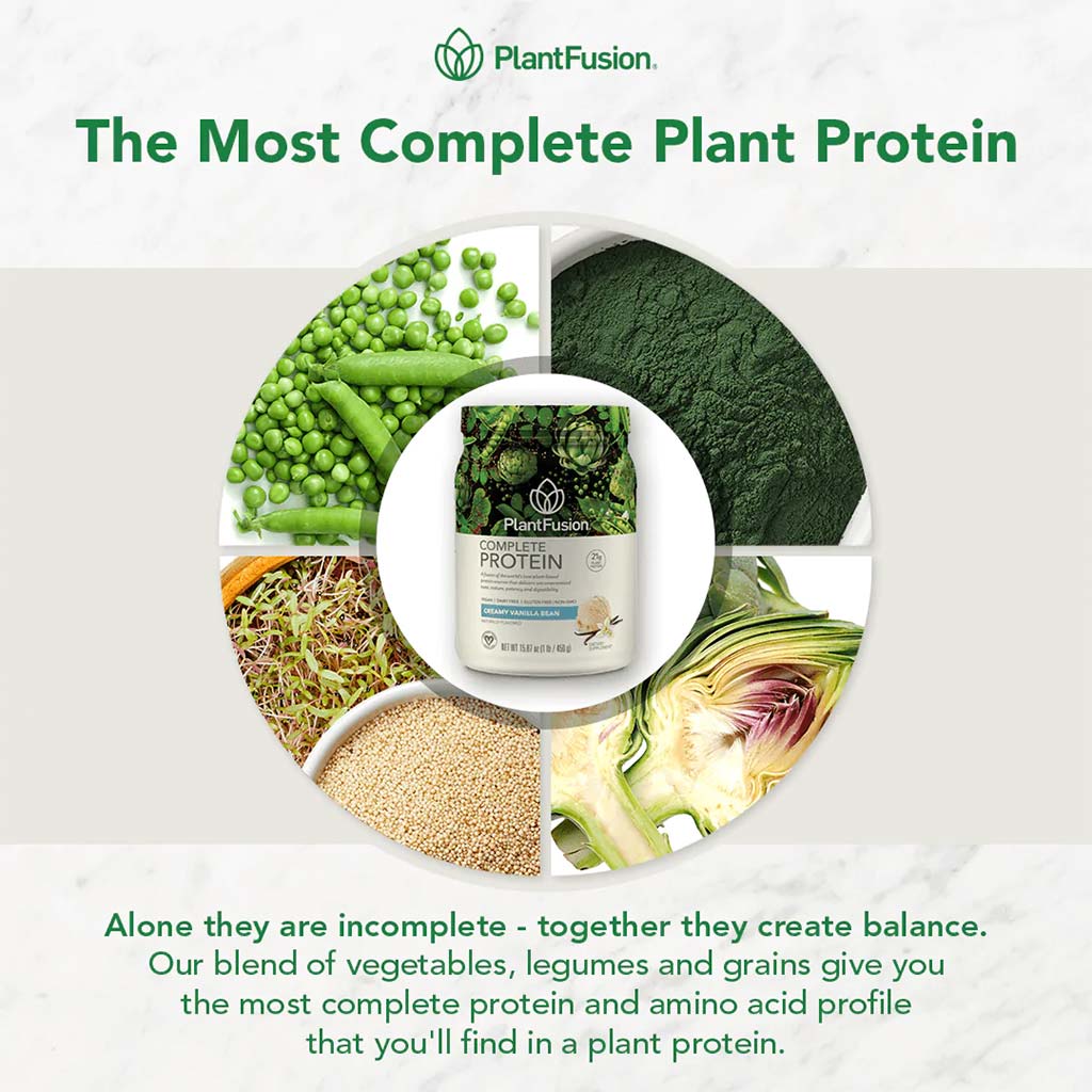 PlantFusion Complete Plant Protein Powder Creamy Vanilla Bean 1Lbs