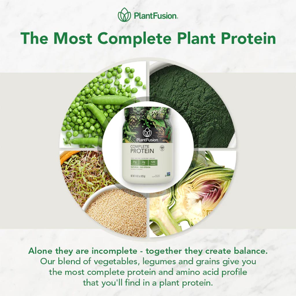 PlantFusion Complete Plant Protein Powder Natural - No Stevia 1Lbs