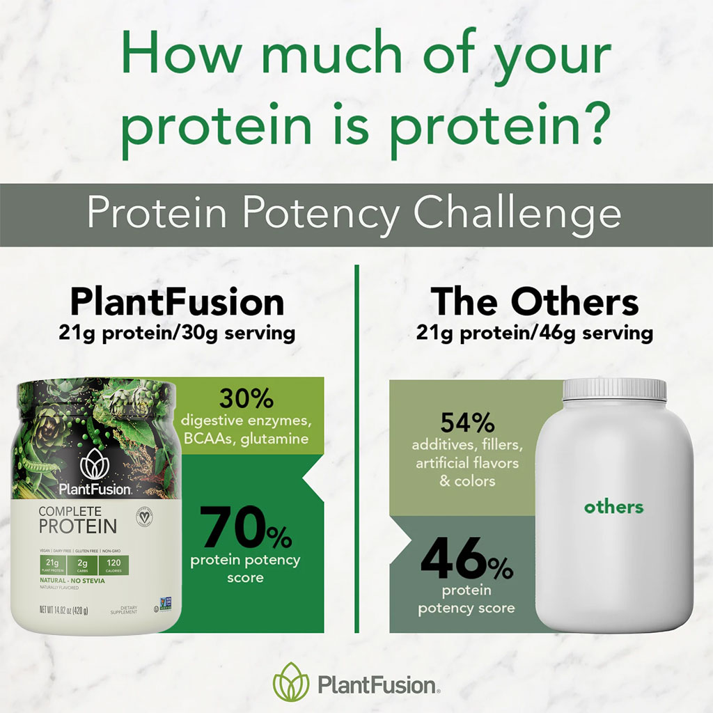 PlantFusion Complete Plant Protein Powder Natural - No Stevia 1Lbs