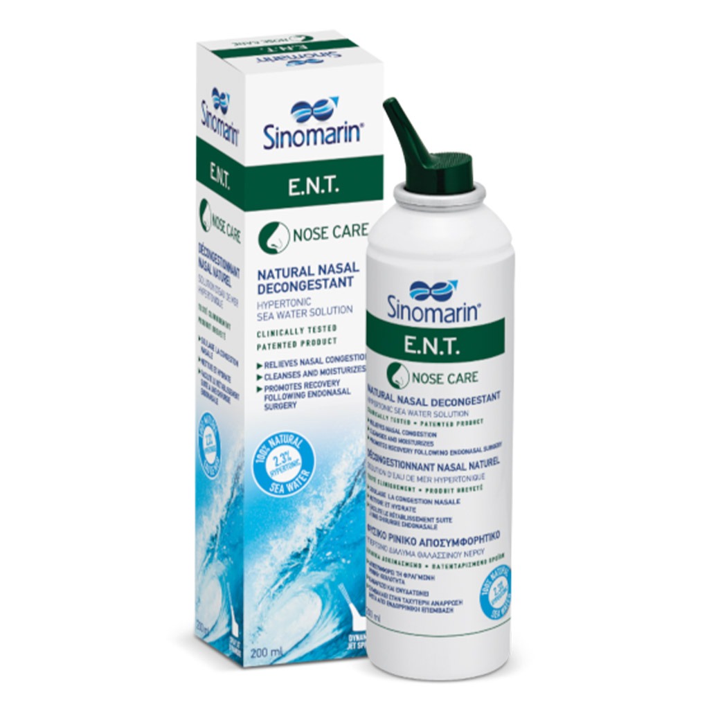 Sinomarin ENT Nose Care Hypertonic Sea Water Natural Decongestant Nasal Spray 200ml