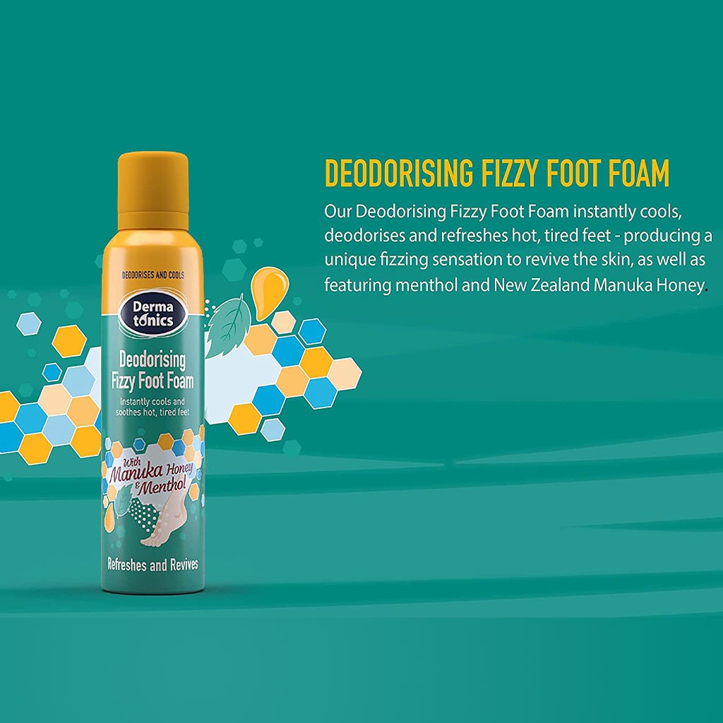 Dermatonics Deodorizing Fizzy Foot Foam With Manuka Honey And Menthol 150ml