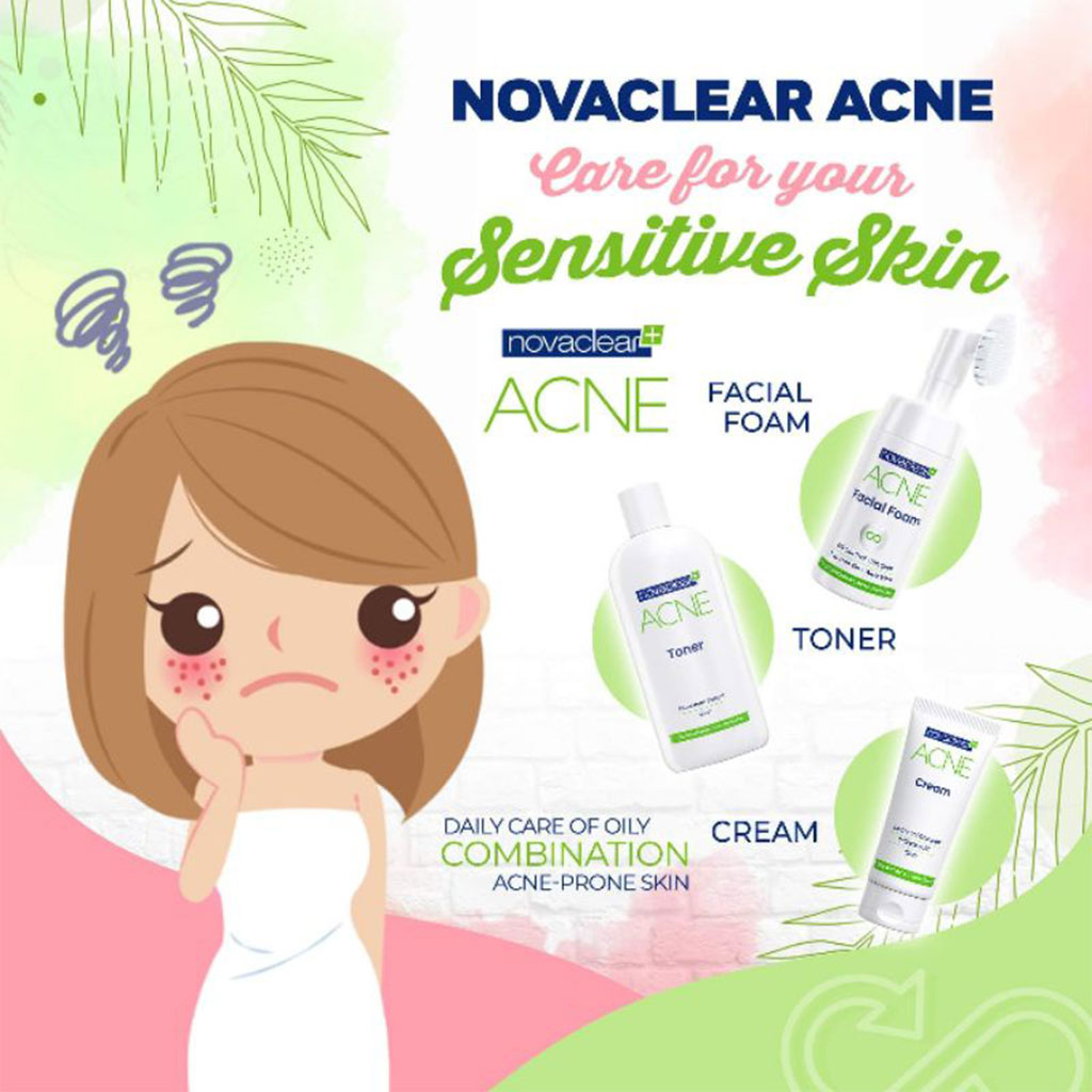 Novaclear Acne Kit With Acne Facial Foam 100ml + Acne Toner 150ml + Acne Cream For Oily, Combination & Acne-Prone Skin 40ml