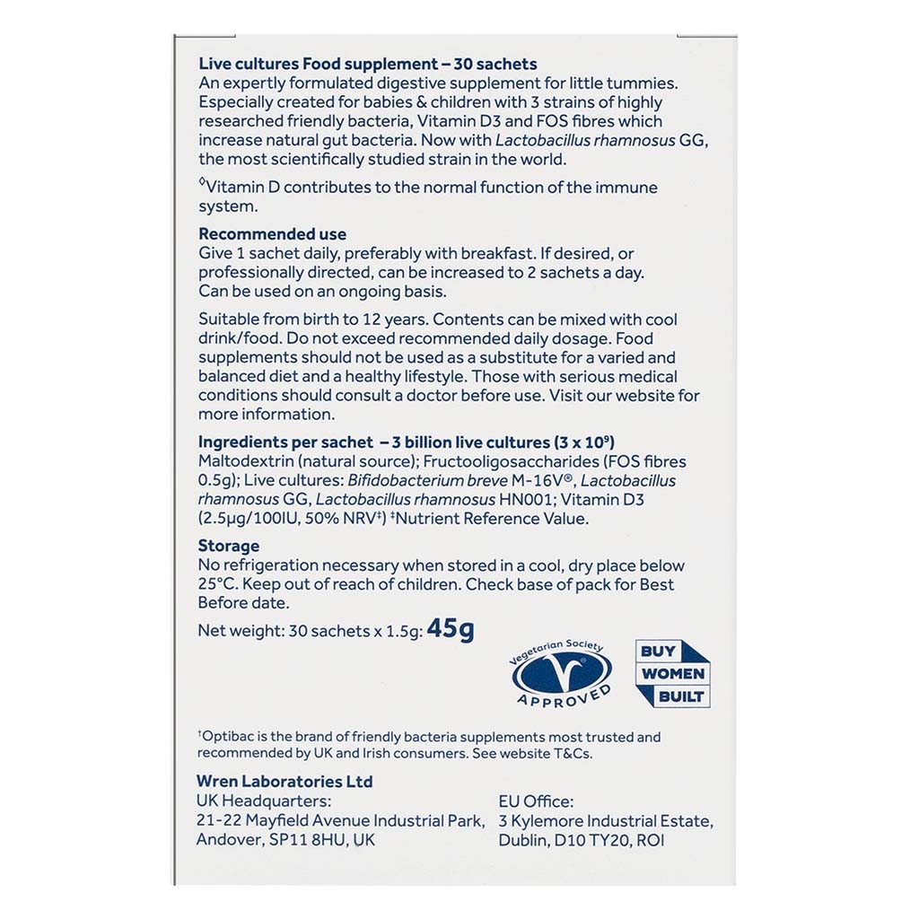 Optibac Probiotic Sachets For Babies & Children, 0-12 Years - Pack of 30's