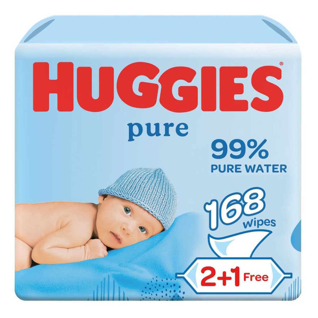 Huggies Pure Cleansing Baby Wet Wipes, Pack of 168's