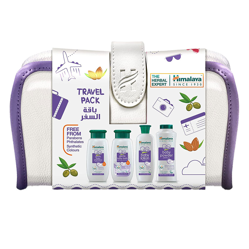 Himalaya Baby Care Travel Pack With Gentle Baby Tear Free Shampoo 100ml, Baby Bath 100ml, Baby Lotion 100ml & Baby Powder 100g