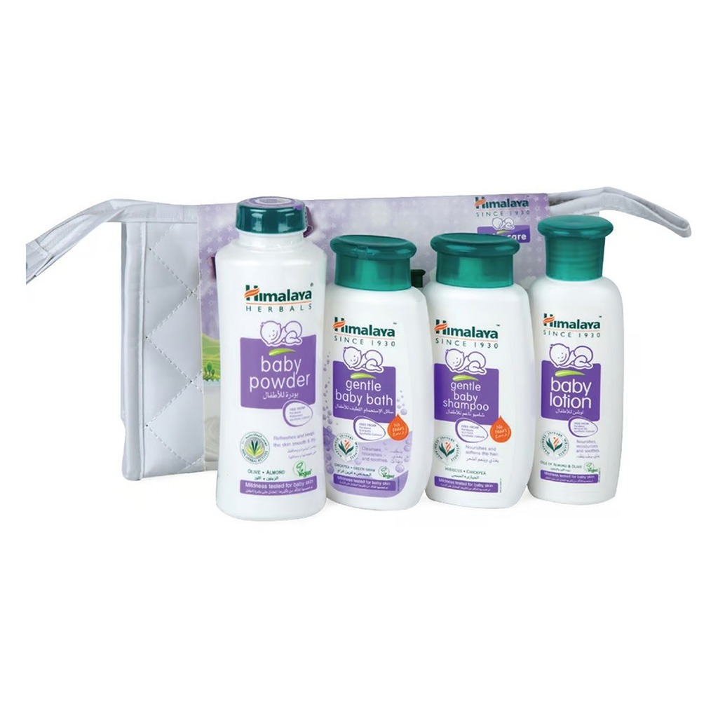 Himalaya Baby Care Travel Pack With Gentle Baby Tear Free Shampoo 100ml, Baby Bath 100ml, Baby Lotion 100ml & Baby Powder 100g