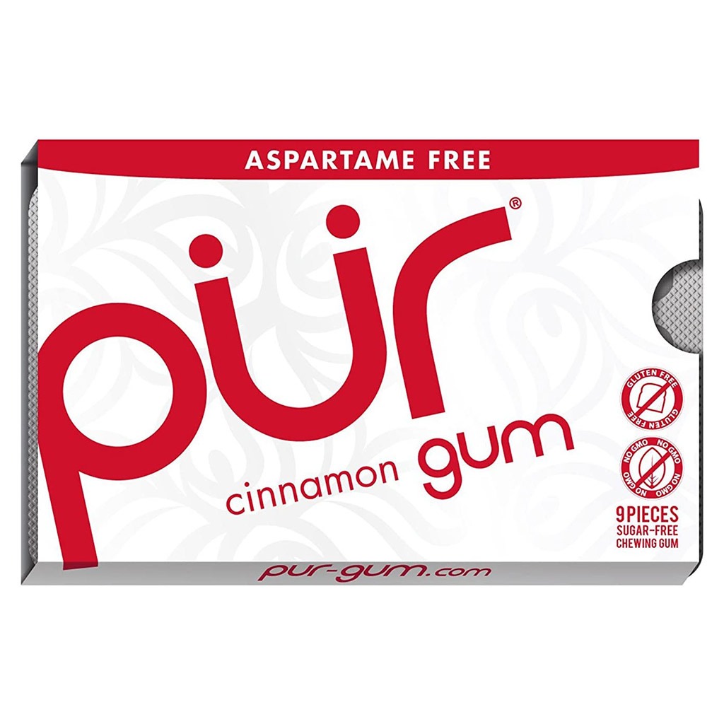Pur Aspartame & Sugar Free Cinnamon Chewing Gum With Xylitol 9 Pieces