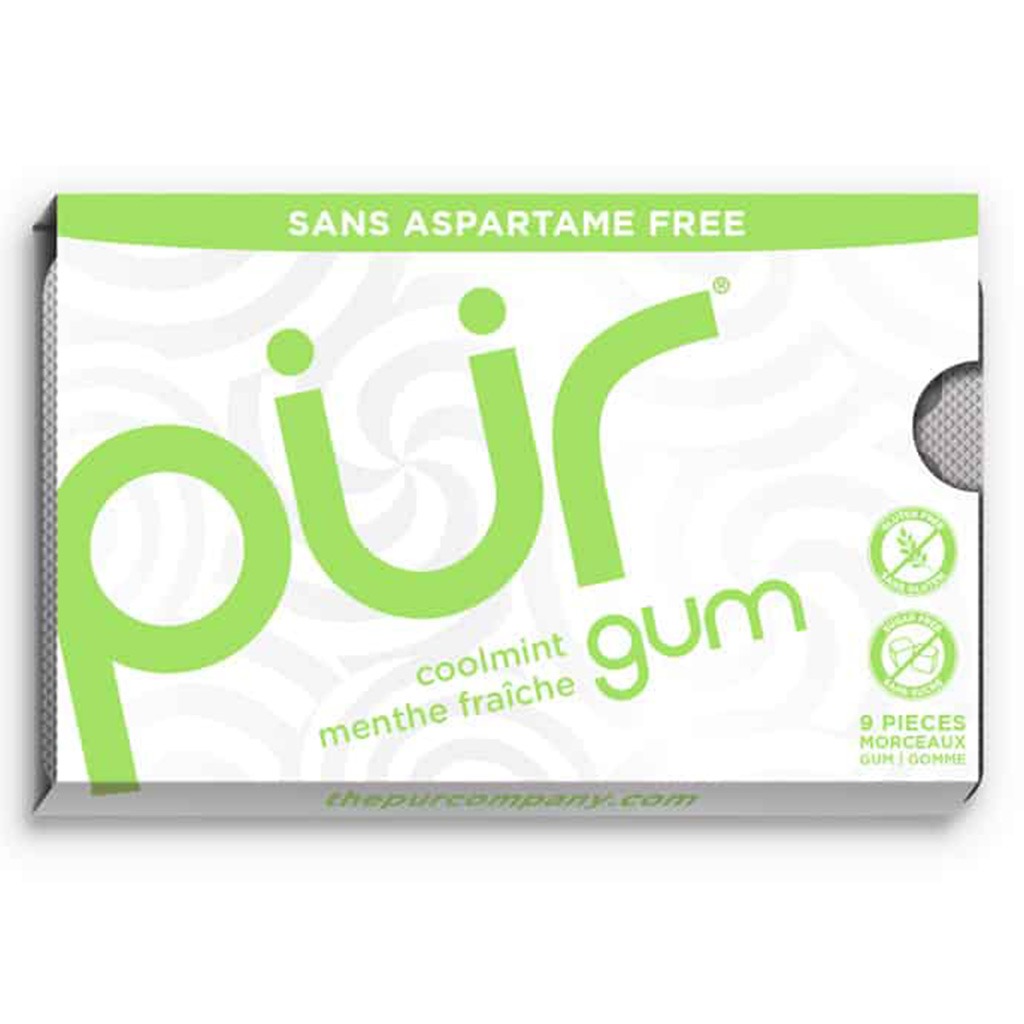 Pur Aspartame & Sugar Free Coolmint Chewing Gum With Xylitol 9 Pieces