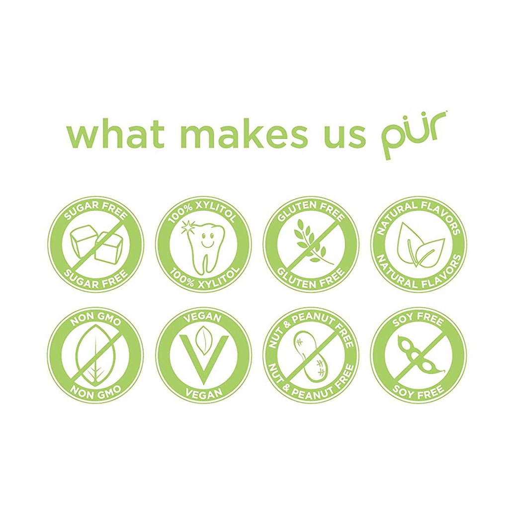 Pur Aspartame & Sugar Free Coolmint Chewing Gum With Xylitol 9 Pieces