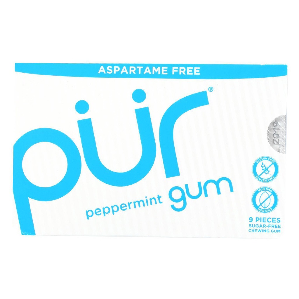 Pur Aspartame & Sugar Free Peppermint Chewing Gum With Xylitol 9 Pieces