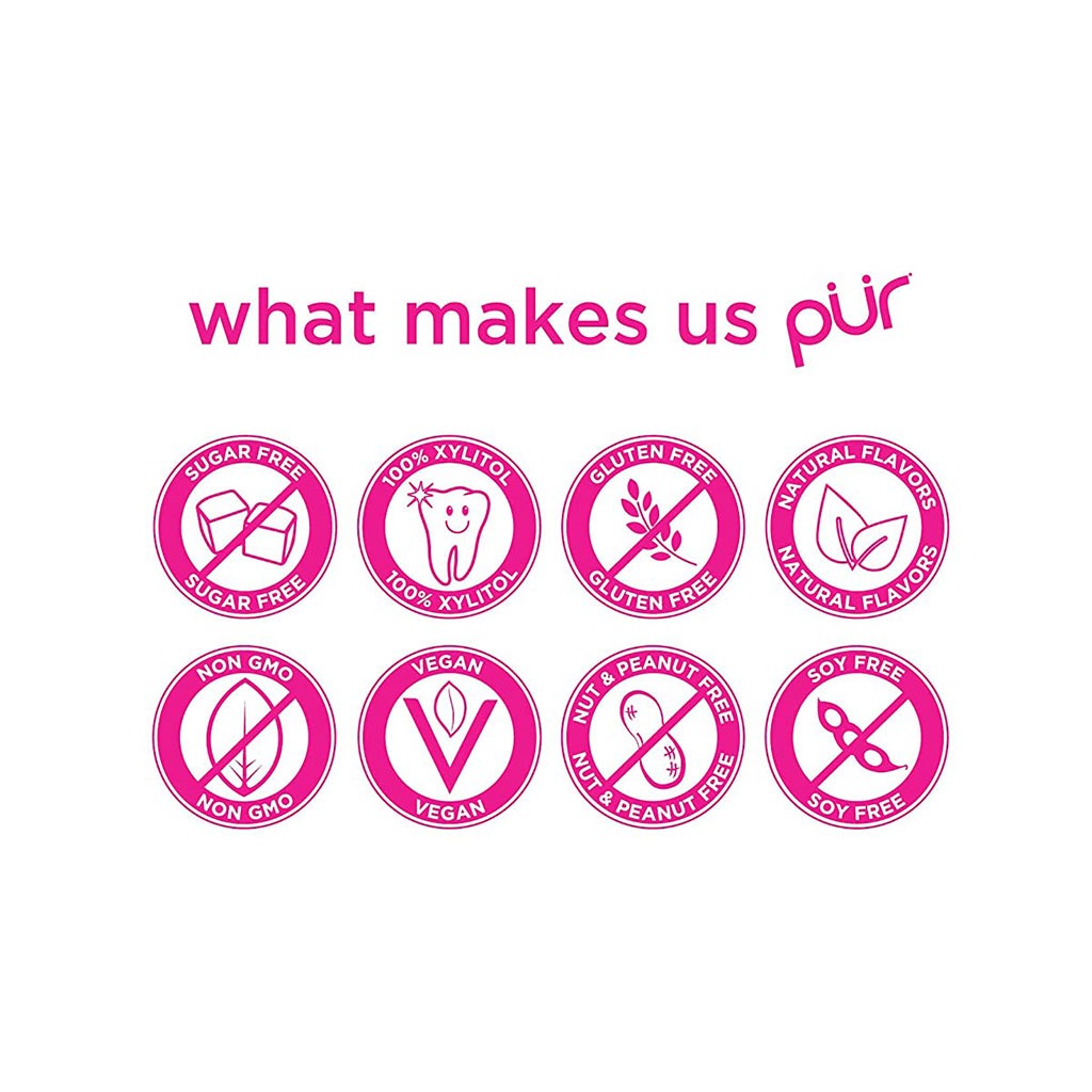 Pur Aspartame & Sugar Free Pomegranate Chewing Gum With Xylitol 9 Pieces