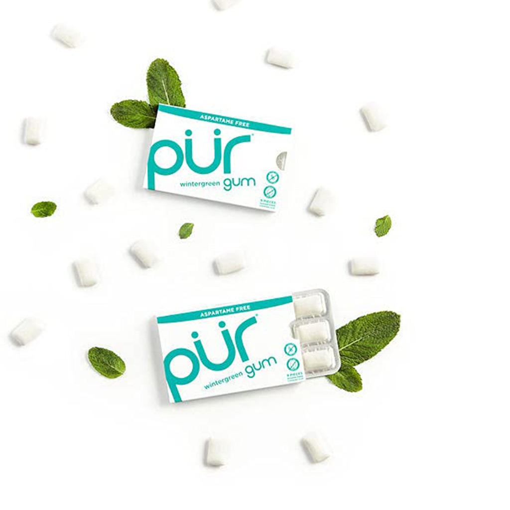 Pur Aspartame & Sugar Free Wintergreen Chewing Gum With Xylitol 9 Pieces
