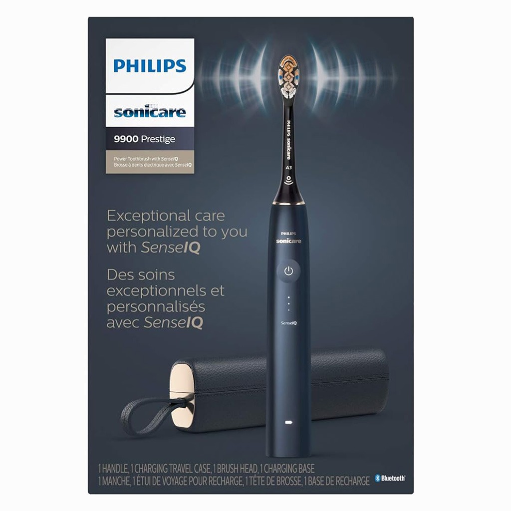 Philips Sonicare 9900 Prestige Rechargeable Electric Power Toothbrush With SenseIQ & AI-powered Sonicare App, Colour Midnight Blue - HX9992/22,Certified UAE 3 Pin