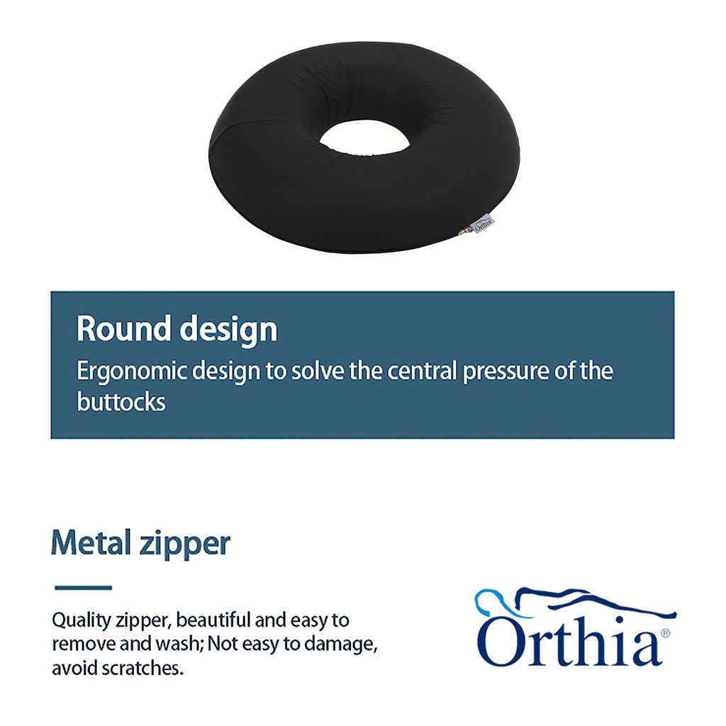 Orthia Premium Round Cushion - Black Waterproof, Pack of 1's