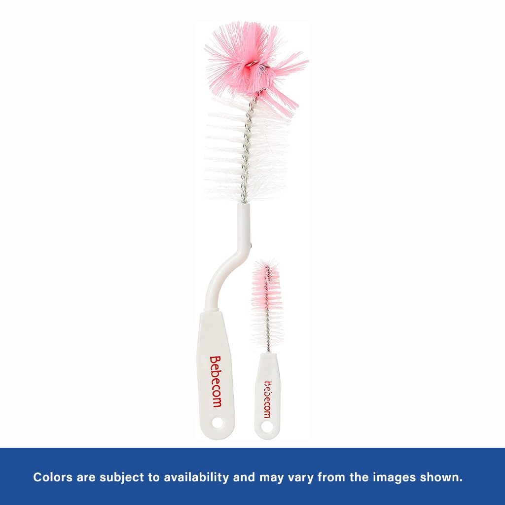 Bebecom Anti-bacterial Nylon Bottle Brush + Nipple Brush Small